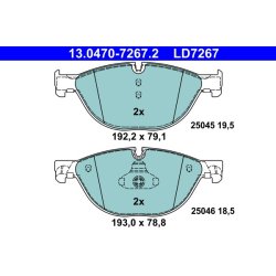 Brake Pad Set ATE 13.0470-7267.2 OE Ref 34116851269