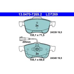 Jeu de plaquettes de frein ATE 13.0470-7269.2 pour ALFA ROMEO GIULIETTA OE 77365354