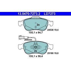 Jeu de plaquettes de frein ATE 13.0470-7273.2 pour ALFA ROMEO GIULIETTA OE 77365355