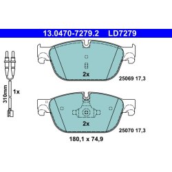 Jeu de plaquettes de frein ATE 13.0470-7279.2 pour CITROËN, DS, PEUGEOT