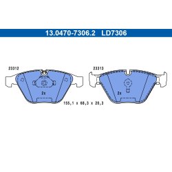 Jeu de plaquettes de frein ATE 13.0470-7306.2 pour BMW Série 5 et Série 7, référence d'origine 34112339271