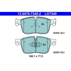 Jeu de plaquettes de frein ATE 13.0470-7340.2 pour JAGUAR, LAND ROVER OE T2H16147