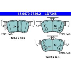 Brake Pad Set ATE 13.0470-7346.2 OE Ref KTLX612M007AEB
