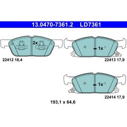 Jeu de plaquettes de frein ATE 13.0470-7361.2 pour FORD FOCUS, KUGA OE 2404736