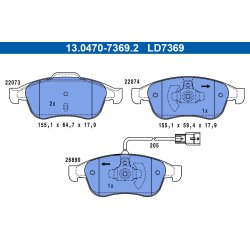 Brake Pad Set ATE 13.0470-7369.2 OE Ref A4204204700