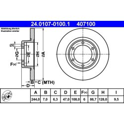 Disque de frein ATE 24.0107-0100.1 pour CITROËN OE AM45123