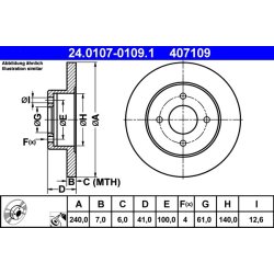 Disque de frein ATE 24.0107-0109.1 pour NISSAN MICRA OE 43206-5F001