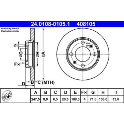 Brake Disc ATE 24.0108-0105.1 OE Ref 424699