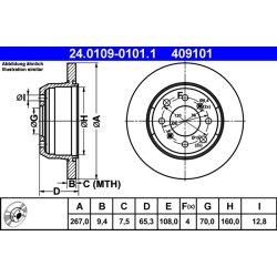 Brake Disc ATE 24.0109-0101.1 OE Ref 60516948