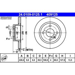 Disque de frein ATE 24.0109-0125.1 pour VOLVO 440, 460, 480 OE 3430032