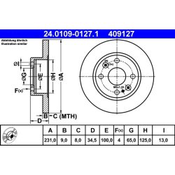 Disque de frein ATE 24.0109-0127.1 pour MAZDA 323, MX-5 OE B4Y2-26-251C