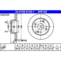 Disque de frein ATE 24.0109-0145.1 pour HONDA ACCORD OE 42510-S84-A50