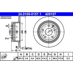 Brake Disc ATE 24.0109-0157.1 OE Ref 43206JD00B