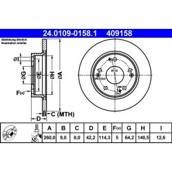 Brake Disc ATE 24.0109-0158.1 OE Ref 42510SMGE20
