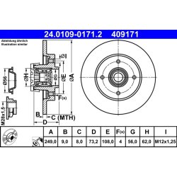 Brake Disc ATE 24.0109-0171.2 OE Ref 424966