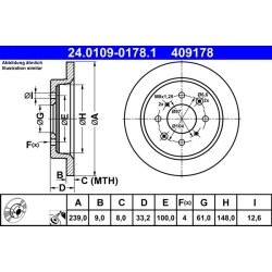 Brake Disc ATE 24.0109-0178.1 OE Ref 42510TF0000
