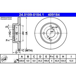 Disque de frein ATE 24.0109-0184.1 pour SUZUKI BALENO OE 55611-M68P00