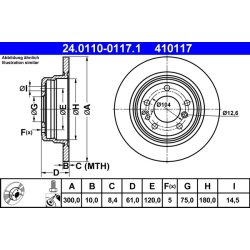 Brake Disc ATE 24.0110-0117.1 OE Ref 34211162305