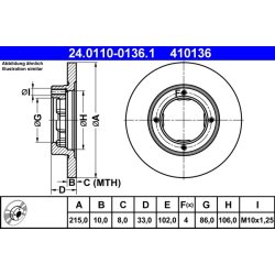 Brake Disc ATE 24.0110-0136.1 OE Ref 5551182001