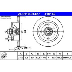 Disque de frein ATE 24.0110-0142.1 pour VW OE 113407075