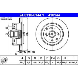 Disque de frein ATE 24.0110-0144.1 pour VAUXHALL OE 90348319