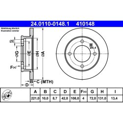 Disque de frein ATE 24.0110-0148.1 pour FORD FIESTA OE 5022650