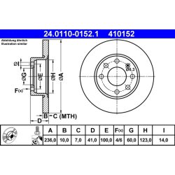 Disque de frein ATE 24.0110-0152.1 pour VAUXHALL OE 569017