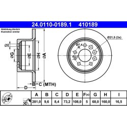 Brake Disc ATE 24.0110-0189.1 OE Ref 270736