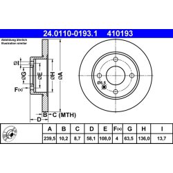 Disque de frein ATE 24.0110-0193.1 pour FORD ESCORT, ORION OE 1629475