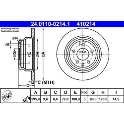 Brake Disc ATE 24.0110-0214.1 OE Ref 271794