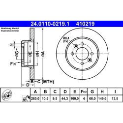 Disque de frein ATE 24.0110-0219.1 pour RENAULT, LAGUNA, SAFRANE