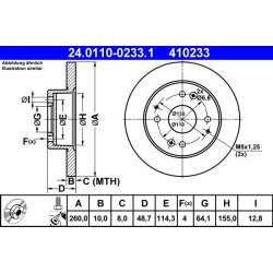 Disque de frein ATE 24.0110-0233.1 pour HONDA, ROVER ACCORD, CIVIC, 600