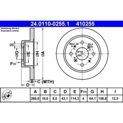 Brake Disc ATE 24.0110-0255.1 OE Ref 42510SG9010