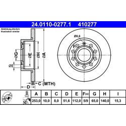 Brake Disc ATE 24.0110-0277.1 OE Ref 1K0615601K