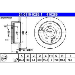 Brake Disc ATE 24.0110-0286.1 OE Ref 584112Y300