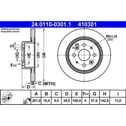 Brake Disc ATE 24.0110-0301.1 OE Ref 0K2AA26251A