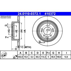 Brake Disc ATE 24.0110-0372.1 OE Ref 4743999AB
