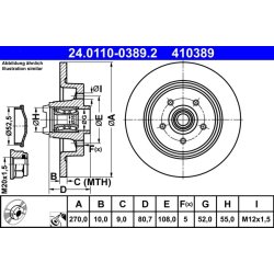 Brake Disc ATE 24.0110-0389.2 OE Ref 7701208850