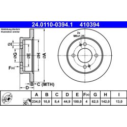 Brake Disc ATE 24.0110-0394.1 OE Ref 58411B9000