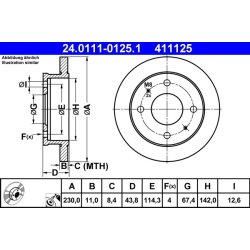 Disque de frein ATE 24.0111-0125.1 pour HYUNDAI ATOS OE 51712-02000