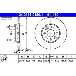 Brake Disc ATE 24.0111-0150.1 OE Ref 7701204291