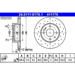 Brake Disc ATE 24.0111-0176.1 OE Ref 5741447