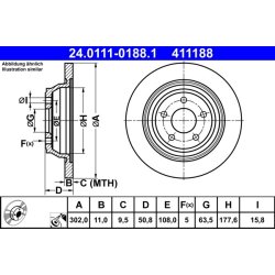 Brake Disc ATE 24.0111-0188.1 OE Ref E1GC2A315BB