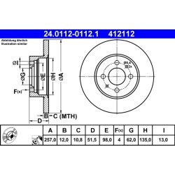 Disque de frein ATE 24.0112-0112.1 pour FIAT, LANCIA OE 4448411