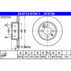 Disque de frein ATE 24.0112-0134.1 pour RENAULT, référence d'origine 7700715166