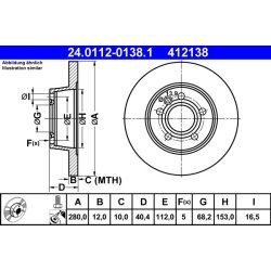 Brake Disc ATE 24.0112-0138.1 OE Ref 7D0615601