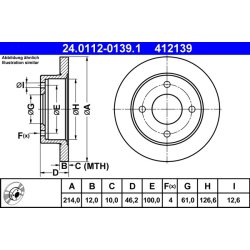 Brake Disc ATE 24.0112-0139.1 OE Ref 4020621B01