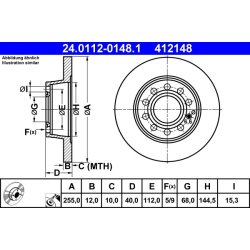 Brake Disc ATE 24.0112-0148.1 OE Ref 8E0615601D