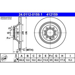 Brake Disc ATE 24.0112-0159.1 OE Ref 4F0615601E