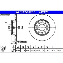 Brake Disc ATE 24.0112-0170.1 OE Ref 51760273